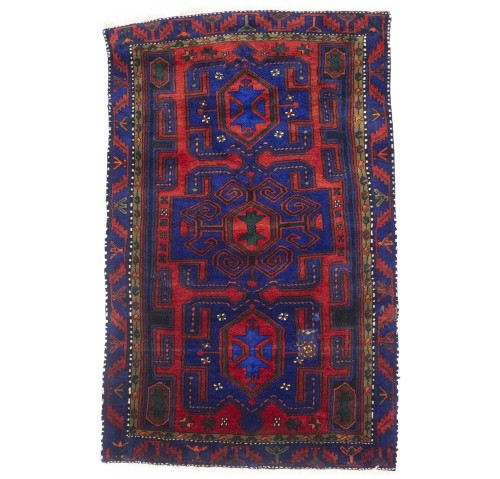 Vintage Red Floral Tribal 4X7 Hamedan Persian Rug