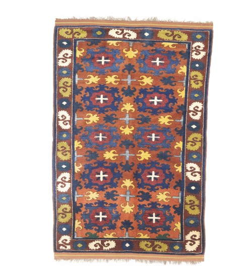 Orange Floral 4X7 Oriental Rug