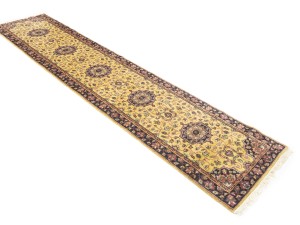 Golden Beige Floral 2'6X12 Oushak Oriental Runner Rug