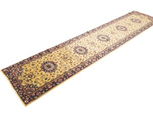 Golden Beige Floral 2'6X12 Oushak Oriental Runner Rug