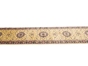 Golden Beige Floral 2'6X12 Oushak Oriental Runner Rug