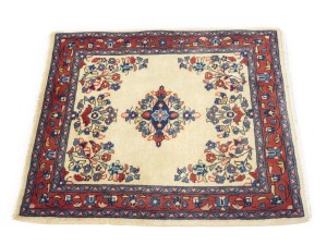 Vintage Cream Floral 2'3X2'8 Sarouk Persian Rug