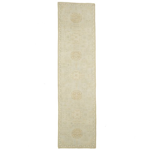 Cream Floral Oushak 3X11'5 Turkish Oriental Runner Rug