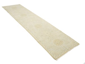 Cream Floral Oushak 3X11'5 Turkish Oriental Runner Rug