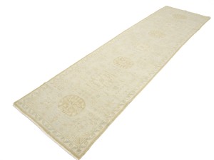 Cream Floral Oushak 3X11'5 Turkish Oriental Runner Rug