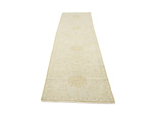 Cream Floral Oushak 3X11'5 Turkish Oriental Runner Rug