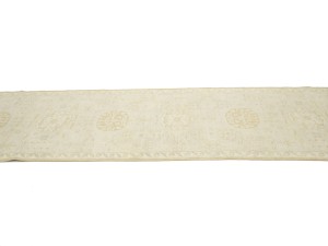 Cream Floral Oushak 3X11'5 Turkish Oriental Runner Rug