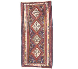 Multicolored Tribal Kelim 4X9 Persian Runner Rug