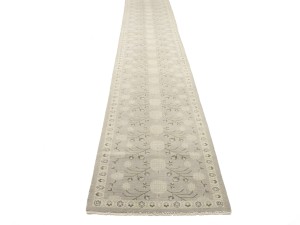 Taupe Floral Khotan 3X18 Oushak Oriental Runner Rug