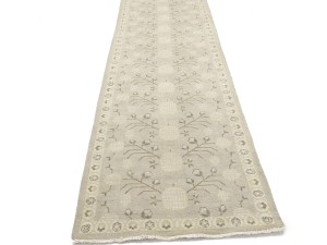 Taupe Floral Khotan 3X18 Oushak Oriental Runner Rug