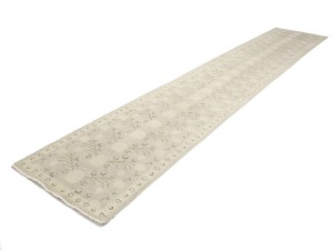 Taupe Floral Khotan 3X18 Oushak Oriental Runner Rug