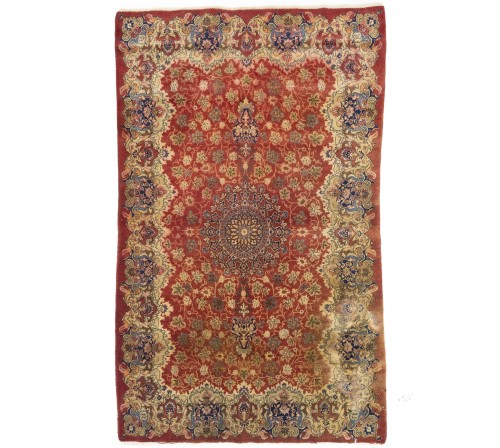 Semi Antique Red Floral 4'5X7 Kashmar Persian Rug