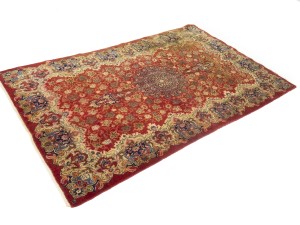Semi Antique Red Floral 4'5X7 Kashmar Persian Rug
