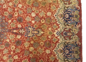 Semi Antique Red Floral 4'5X7 Kashmar Persian Rug