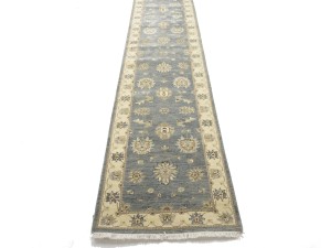 Gray Floral Classic 2'7X18'8 Agra Jaipur Oriental Runner Rug