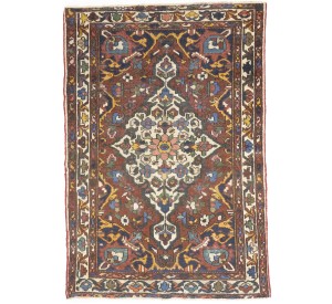 Semi Antique Red Floral 4'5X6'5 Bakhtiari Persian Rug