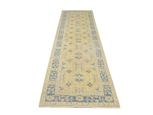 Beige Floral Khotan 3X12 Oushak Oriental Runner Rug