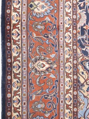 Semi Antique Purple-navy Floral 10X13 Sarouk Persian Rug