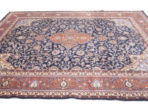 Semi Antique Purple-navy Floral 10X13 Sarouk Persian Rug