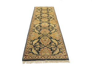 Dark Gray Floral Classic 3X12 Agra Jaipur Oriental Runner Rug