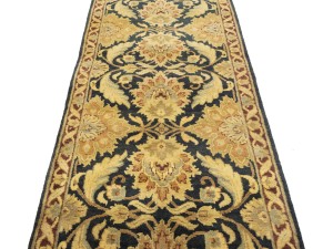 Dark Gray Floral Classic 3X12 Agra Jaipur Oriental Runner Rug
