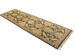 Dark Gray Floral Classic 3X12 Agra Jaipur Oriental Runner Rug