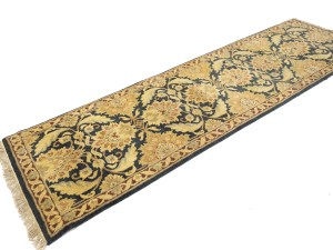 Dark Gray Floral Classic 3X12 Agra Jaipur Oriental Runner Rug