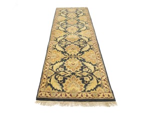Dark Gray Floral Classic 3X12 Agra Jaipur Oriental Runner Rug