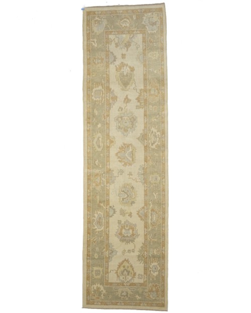 Floral Muted Oushak 3'6X12'7 Turkish Oriental Runner Rug