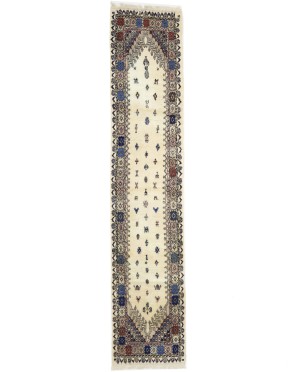 Vintage Cream Pictorial Tribal 2X11 Oriental Runner Rug