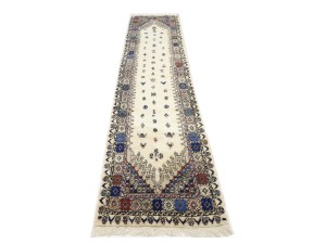 Vintage Cream Pictorial Tribal 2X11 Oriental Runner Rug