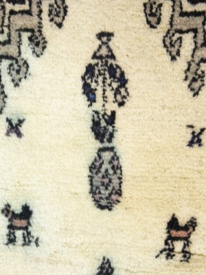 Vintage Cream Pictorial Tribal 2X11 Oriental Runner Rug