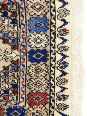 Vintage Cream Pictorial Tribal 2X11 Oriental Runner Rug