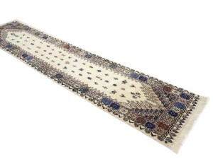 Vintage Cream Pictorial Tribal 2X11 Oriental Runner Rug
