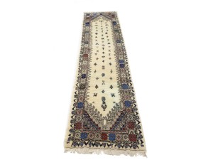 Vintage Cream Pictorial Tribal 2X11 Oriental Runner Rug