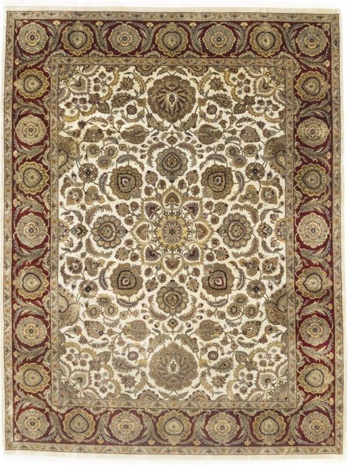 Cream Floral Classic 9X12 Agra Jaipur Oriental Rug