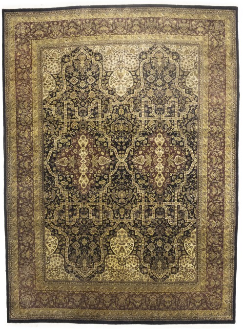 Black Floral Classic 8'7X11'9 Agra Jaipur Oriental Rug