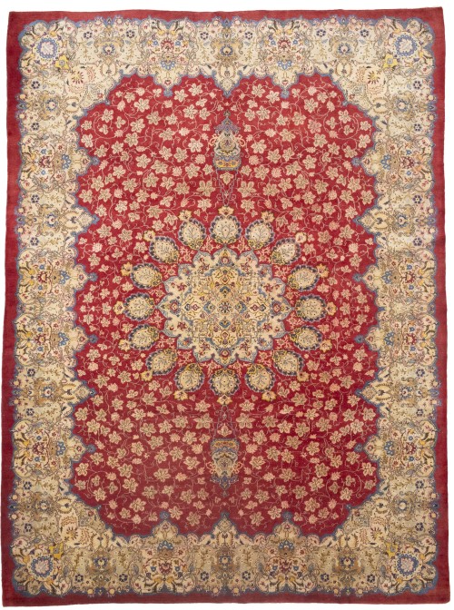 Semi Antique Red Traditional 10'6X14 Kashan Persian Rug