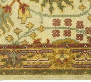 Beige Floral 2'6 x 3'11 Oushak Chobi Oriental Rug