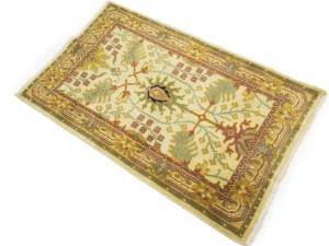 Beige Floral 2'6 x 3'11 Oushak Chobi Oriental Rug