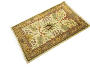 Beige Floral 2'6 x 3'11 Oushak Chobi Oriental Rug