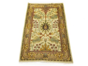 Beige Floral 2'6 x 3'11 Oushak Chobi Oriental Rug
