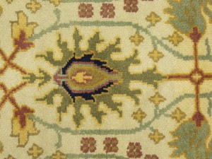 Beige Floral 2'6 x 3'11 Oushak Chobi Oriental Rug