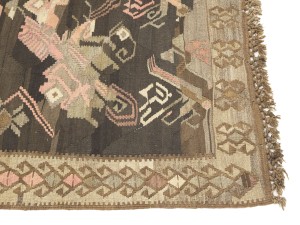 Brown Geometric Reversible 6X14'6 Kilim Oriental Rug