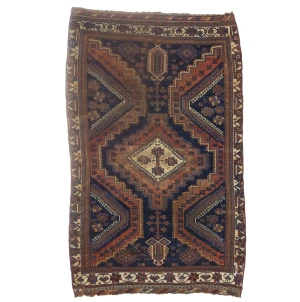 Semi Antique Dark Purple-navy Tribal 4x6 Shiraz Persian Rug