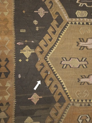 Dark Brown Vintage Tribal 4'8 x 12'4 Kelim Runner Rug