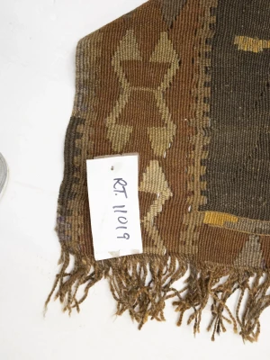 Dark Brown Vintage Tribal 4'8 x 12'4 Kelim Runner Rug