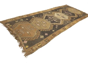 Dark Brown Vintage Tribal 4'8 x 12'4 Kelim Runner Rug