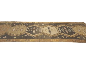 Dark Brown Vintage Tribal 4'8 x 12'4 Kelim Runner Rug