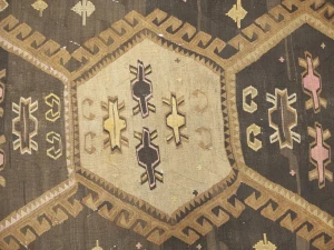 Dark Brown Vintage Tribal 4'8 x 12'4 Kelim Runner Rug